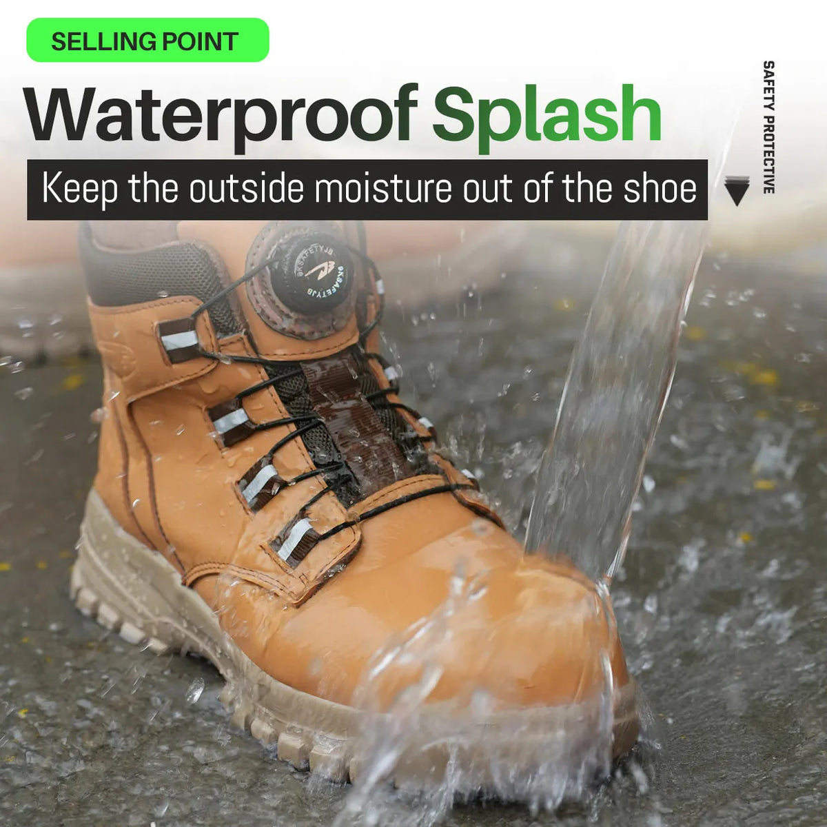 Arbeitsstiefel mit verstärkter Zehenkappe, wasserdicht, hoch, schwarz, braun, gelb, Sicherheitsschuh für Herren, robust und bequem | Sansoti