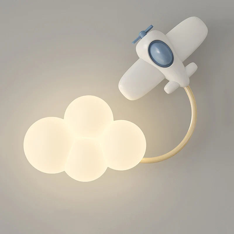 Kinderzimmer Wandleuchte mit Sternen, Regenbogen und Flugzeug – Kreative LED-Beleuchtung für Baby- und Spielzimmer | Sansoti
