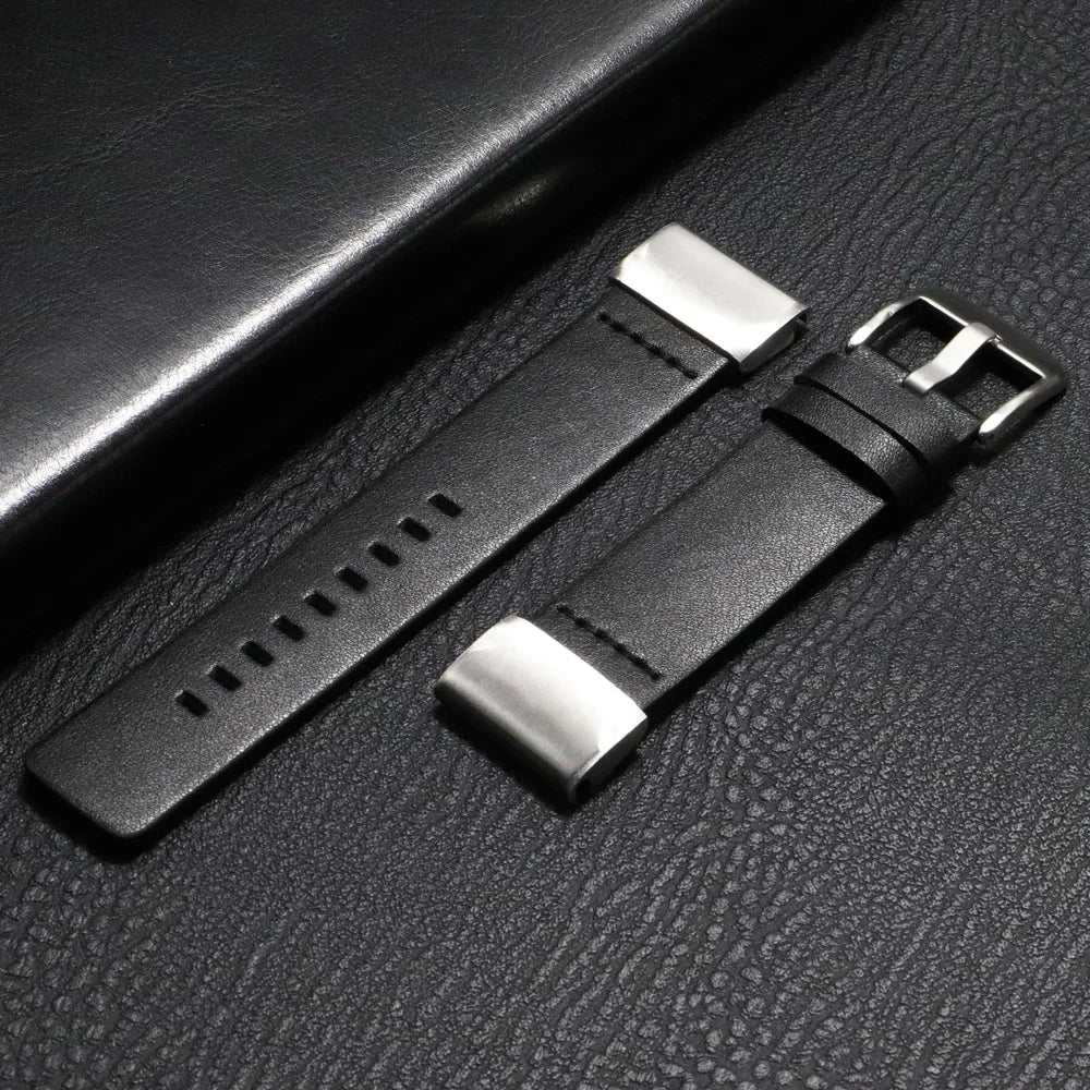 Leather Watch Band with Quick Release 20mm 22mm 26mm Smartwatch Wristband Unisex Brown Black Blue Adjustable | Sansoti