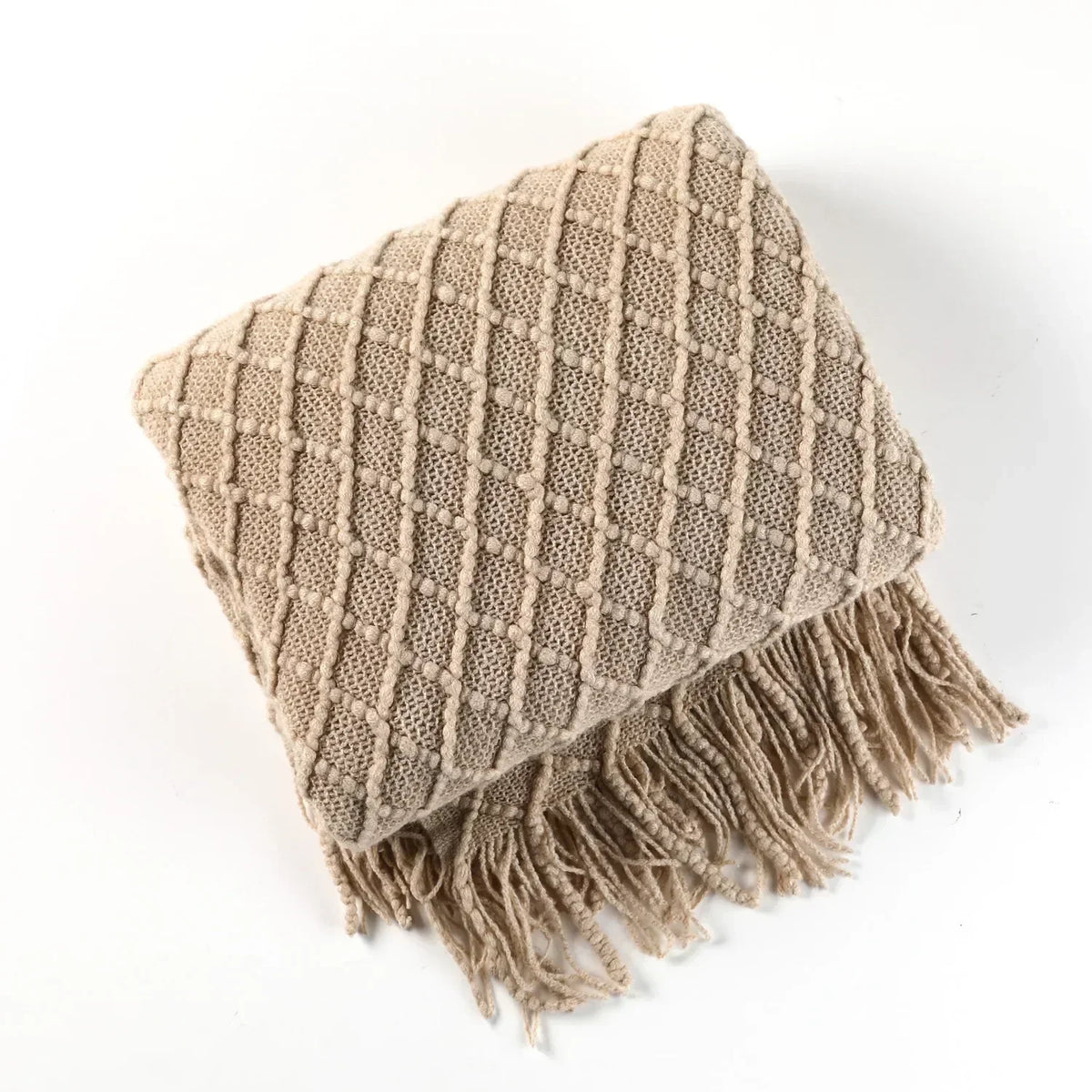 Knitted Acrylic Throw, Soft and Warm, Scandinavian Pattern, Sofa Blanket, Bedroom and Living Room Decorative Blanket | Sansoti
