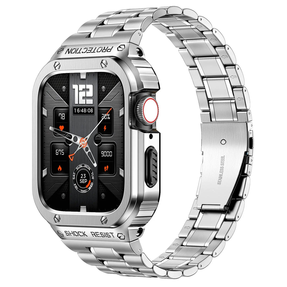 Roestvrijstalen Horlogeband met Beschermhoes 45mm 44mm Smartwatch Accessoire Zwart Zilver Goud Stijlvol | Sansoti