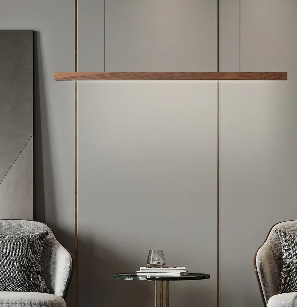 Pendant Lamp Wood LED Linear Dimmable 80cm 120cm 150cm Dining Table Kitchen Living Room | Sansoti