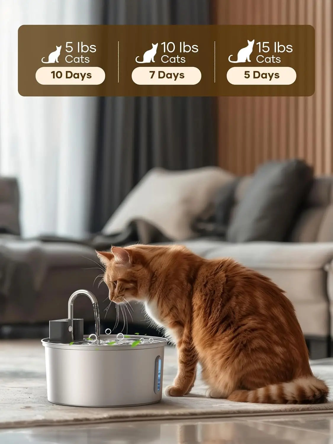 Drinkfontein Huisdieren 3L Draadloos RVS Sensor Waterautomaat Katten Honden Oplaadbaar Stilte Waterpomp | Sansoti