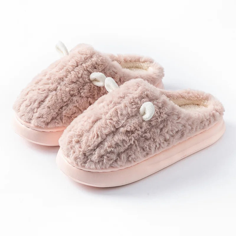 Zachte Damespantoffels met Fleecevoering Winterse Warmte Indoor Outdoor Antislip Zool Comfortabel Huisschoenen | Sansoti