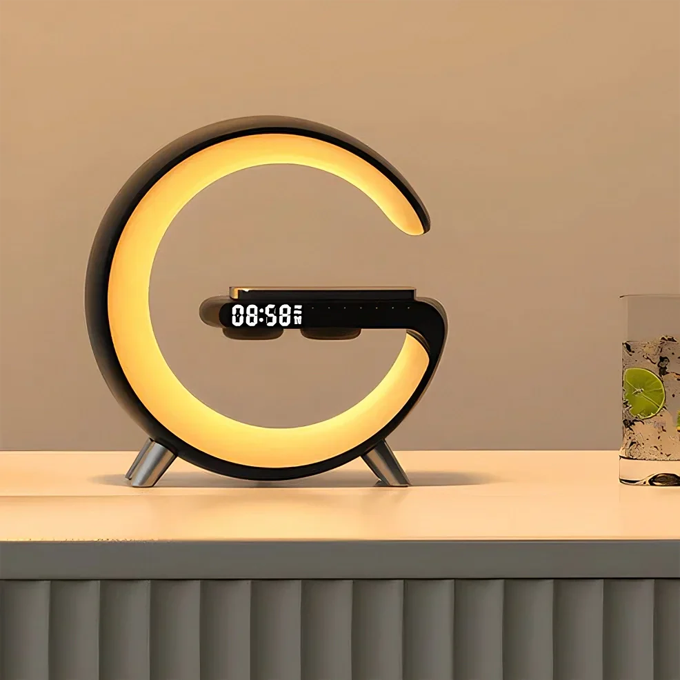 Alarm Clock Bluetooth Speaker Wireless Charging 3-in-1 Nightstand LED Display | Sansoti