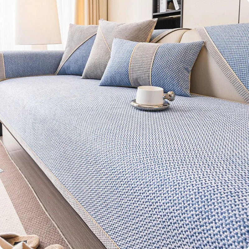 Modular Sofa Cover Cotton-Linen Non-Slip Quilted Furniture Protector Washable Corner Sofa Upholstery Cover | Sansoti