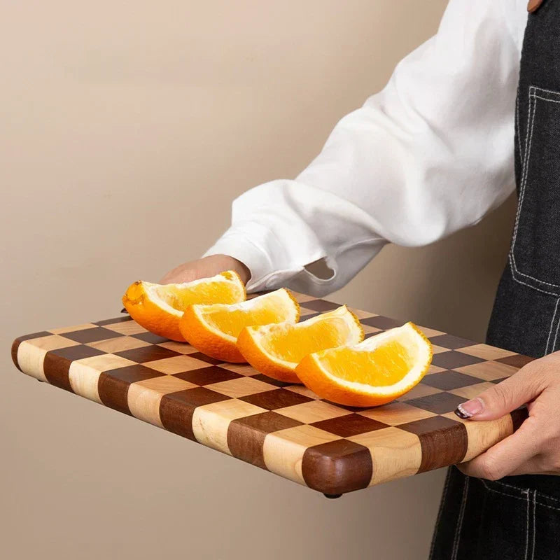 Houten Keukenbord met Griprand 30-41cm Natuurhout Universeel Snijvlak voor Groente Brood Vlees en Fruit | Sansoti