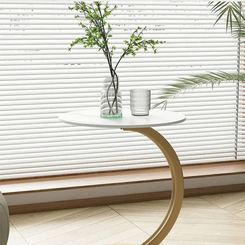 Ronde Bijzettafel Hout Staal Compact Nachtkastje Modern Design Woonkamer Slaapkamer Hoektafel Stijlvol | Sansoti