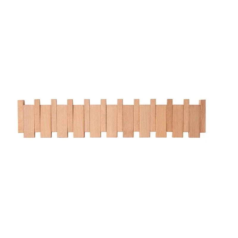Magnetic Wall Coat Rack Beech & Walnut – Foldable Hooks Durable FSC Wood Narrow Design Hall Entrance Bedroom Scandinavian | Sansoti