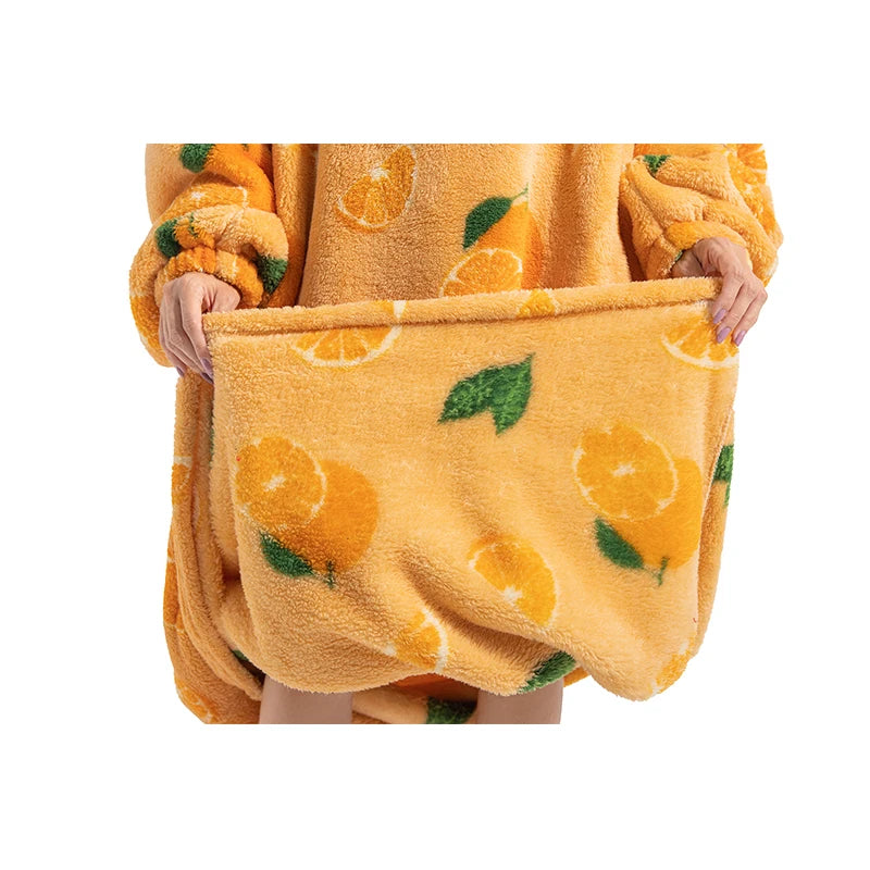 Sherpa Fleece Blanket with Sleeves and Hood 140cm Portable Oversized Home Blanket XXL Comfortable Warm Blanket | Sansoti
