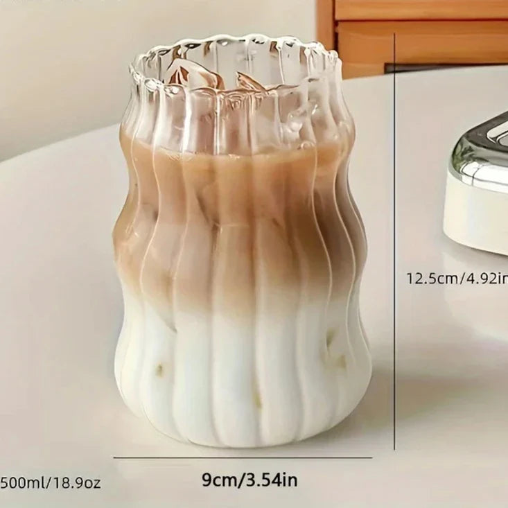 Verre cannelé résistant à la chaleur set de 4 pièces – Verre à double paroi pour boissons chaudes et froides – Verre borosilicaté écologique 350ml | Sansoti