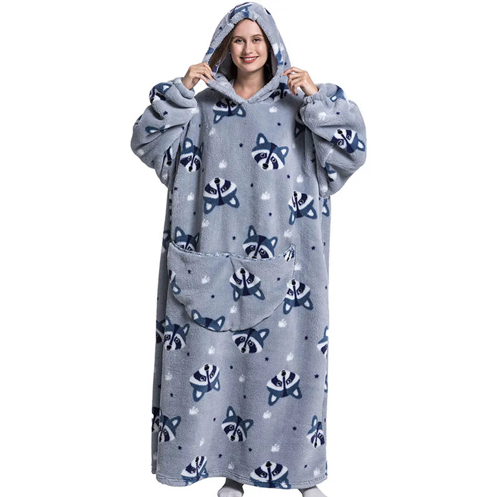 Sherpa Fleece Blanket with Sleeves and Hood 140cm Portable Oversized Home Blanket XXL Comfortable Warm Blanket | Sansoti