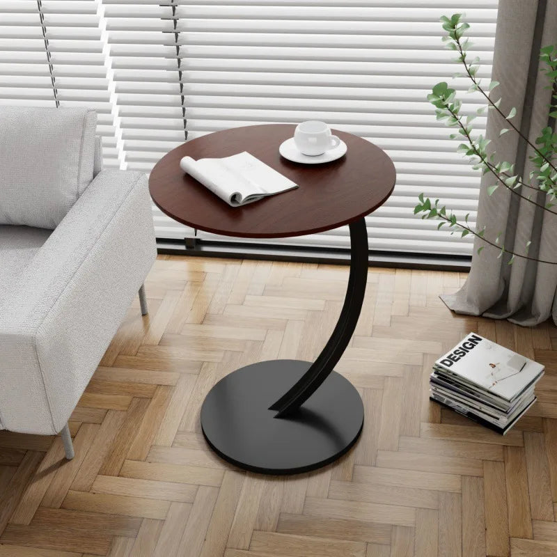 Ronde Bijzettafel Hout Staal Compact Nachtkastje Modern Design Woonkamer Slaapkamer Hoektafel Stijlvol | Sansoti