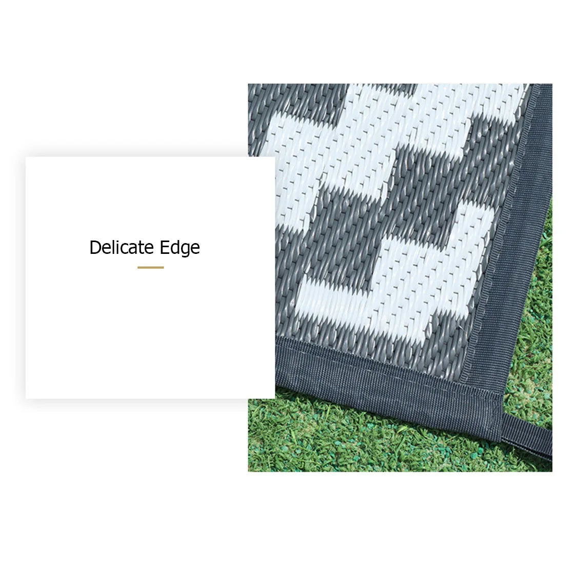 Alfombra de exterior gris impermeable de PP 120x180cm, alfombra de jardín plegable para terraza, balcón, camping, pícnic, esterilla y alfombra de exterior | Sansoti