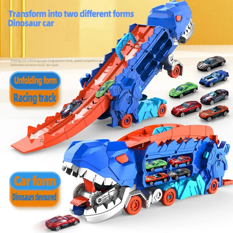Racebaan Dinosaurus Speelset Kunststof 50 cm Blauw Rood Kinder Speelgoed Auto Track Opvouwbaar Opbergbox Racebaan Set | Sansoti