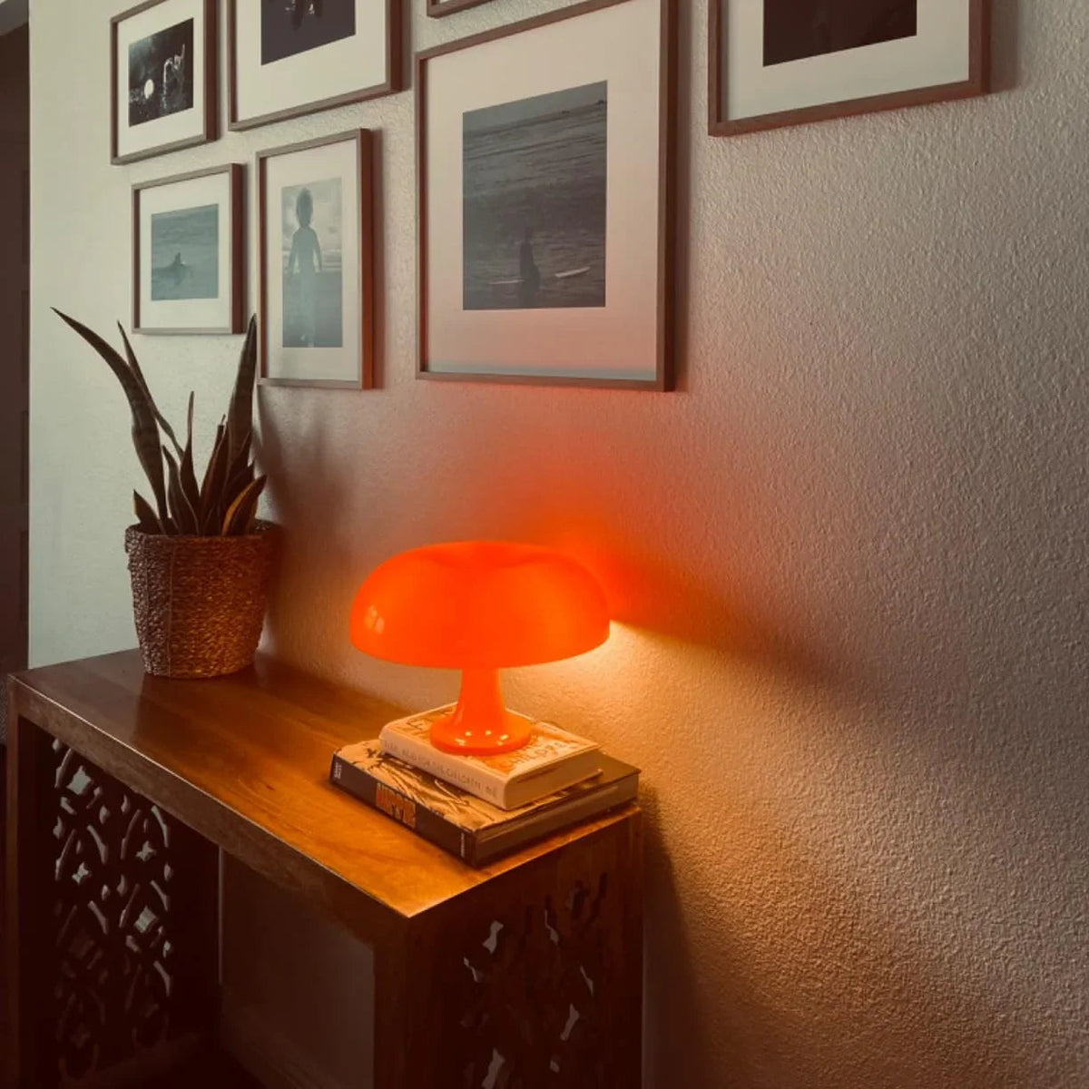 Lampa stołowa w stylu retro, grzybek, włoski design, PVC, 28 cm, ciepłe światło | Sansoti