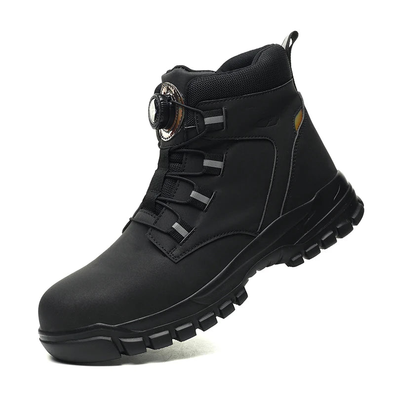 Arbeitsstiefel mit verstärkter Zehenkappe, wasserdicht, hoch, schwarz, braun, gelb, Sicherheitsschuh für Herren, robust und bequem | Sansoti