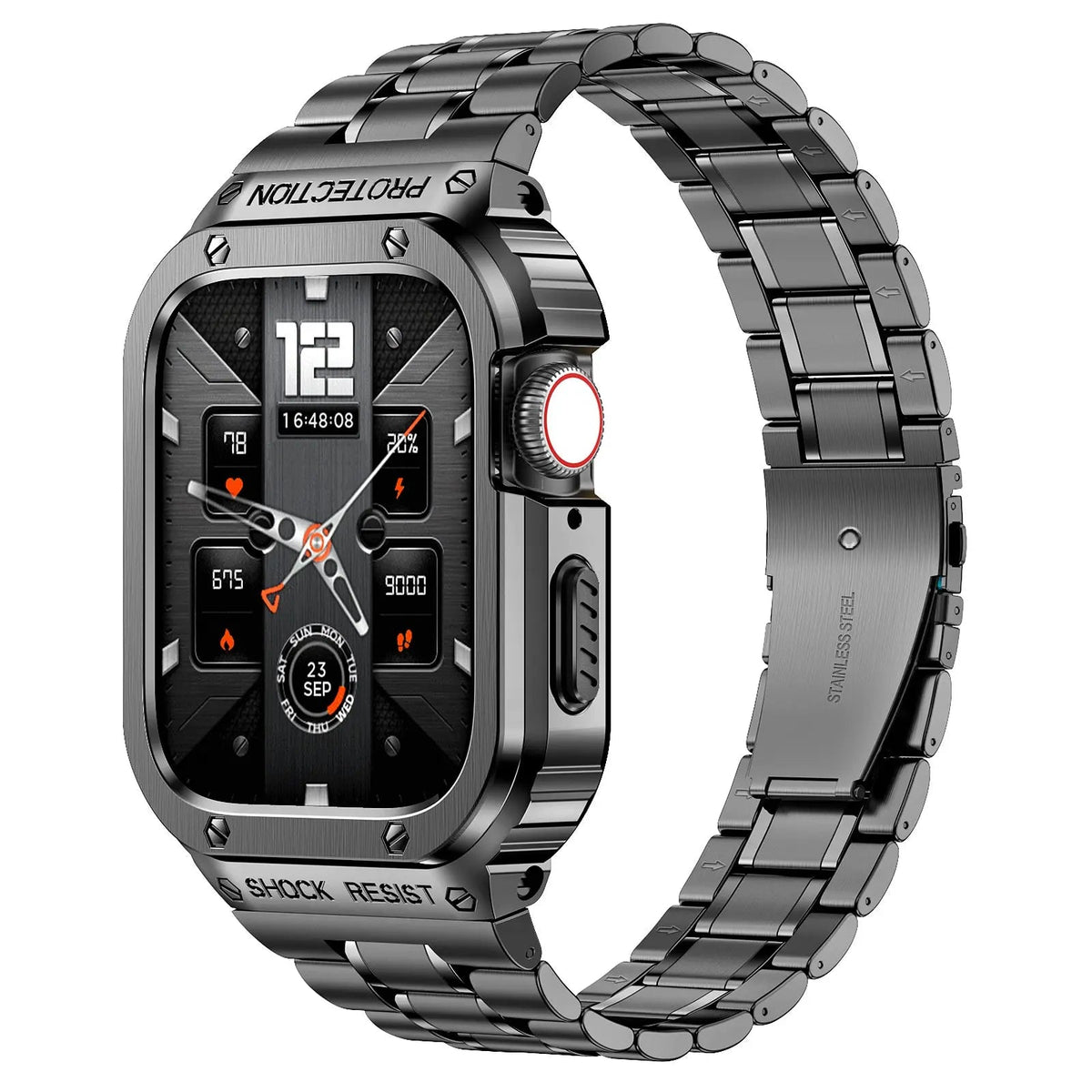 Roestvrijstalen Horlogeband met Beschermhoes 45mm 44mm Smartwatch Accessoire Zwart Zilver Goud Stijlvol | Sansoti