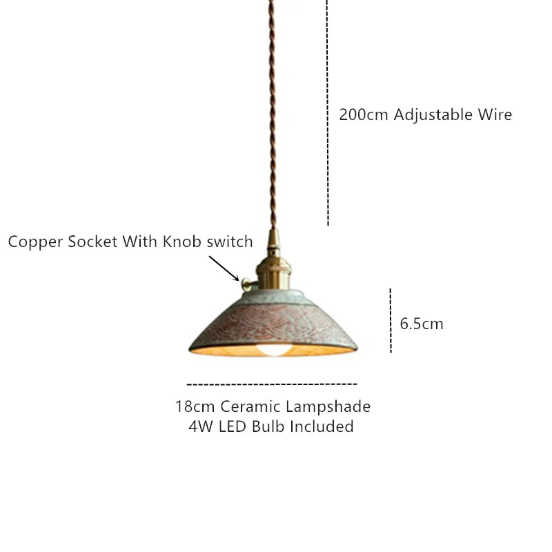 Hand-Painted Ceramic Pendant Lamp – Unique Floral Motif for Dining Room, Kitchen & Café | Sansoti