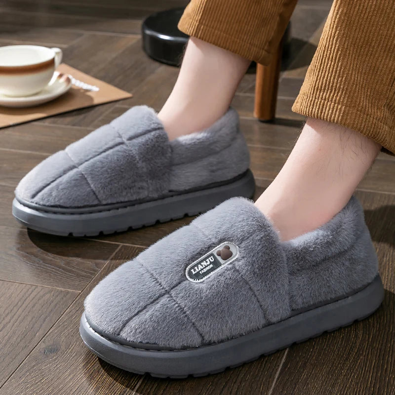 Huispantoffels met Zachte Pluche Voering - Antislip Zool - Unisex Comfort - Maat 36-51 - Grijs/Bruin | Sansoti