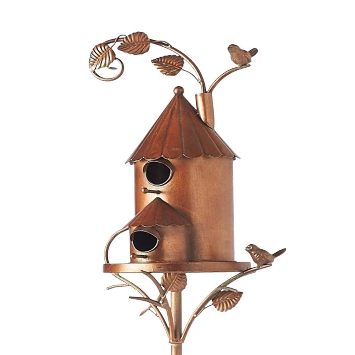 Metallisches Vogelhaus auf Gartenstecker mit Künstlerischem Design für Garten Terrasse Balkon | Sansoti