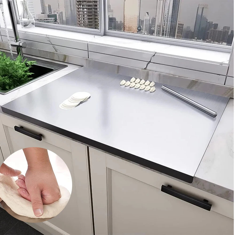 Stainless steel cutting board - Food Grade Stainless Steel Chopping Board 304 Cutting Board Non-slip Edge Suitable for Cutting Vegetables Pastries Kitchen Tools