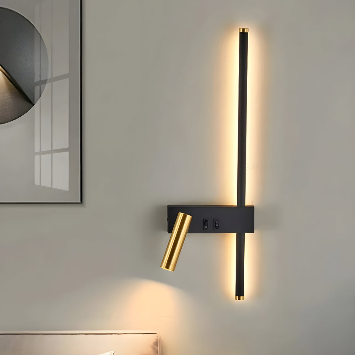 Wall Lamp LED Black Gold with Switch Up Down Light | Sansoti