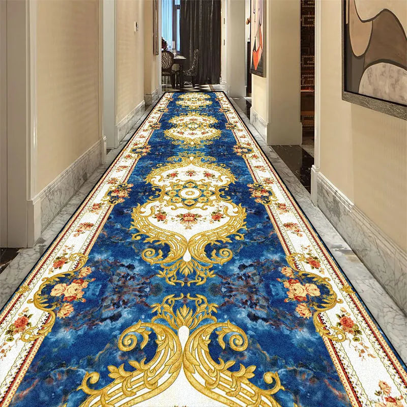 Gallery Runner Rug Non-Slip Geometric Pattern Vintage Style Hallway Corridor Polyester 90×300 cm Living Room Rug | Sansoti