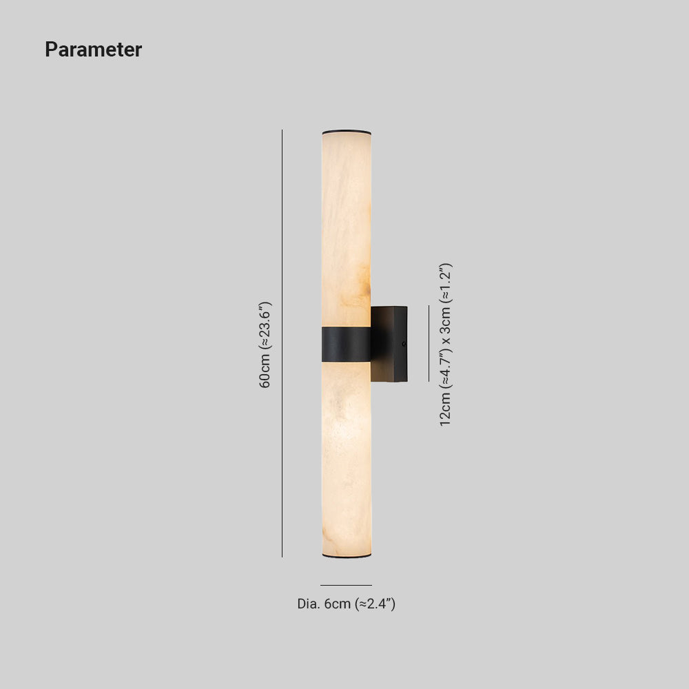 Linear LED Wall Lamp with Alabaster – Modern Bathroom Lighting in Brass or Black – 60cm Dimmable 3000K | Sansoti