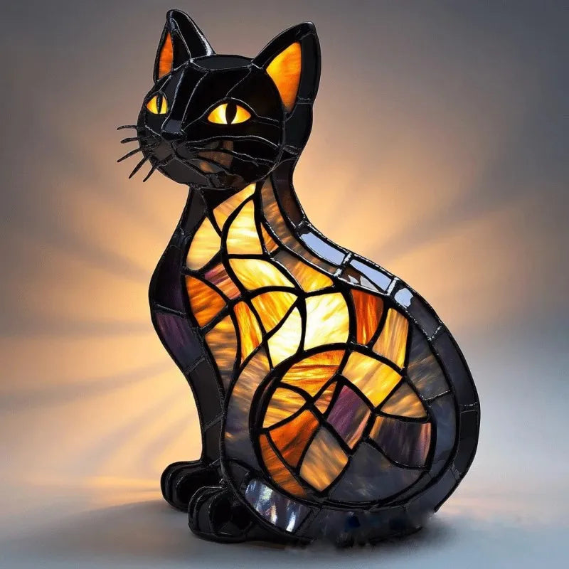 LED-Dekolampe Katze mit Solarenergie – Gartenlicht mit smaragdgrünen Augen für innen oder außen, Gartendekoration | Sansoti