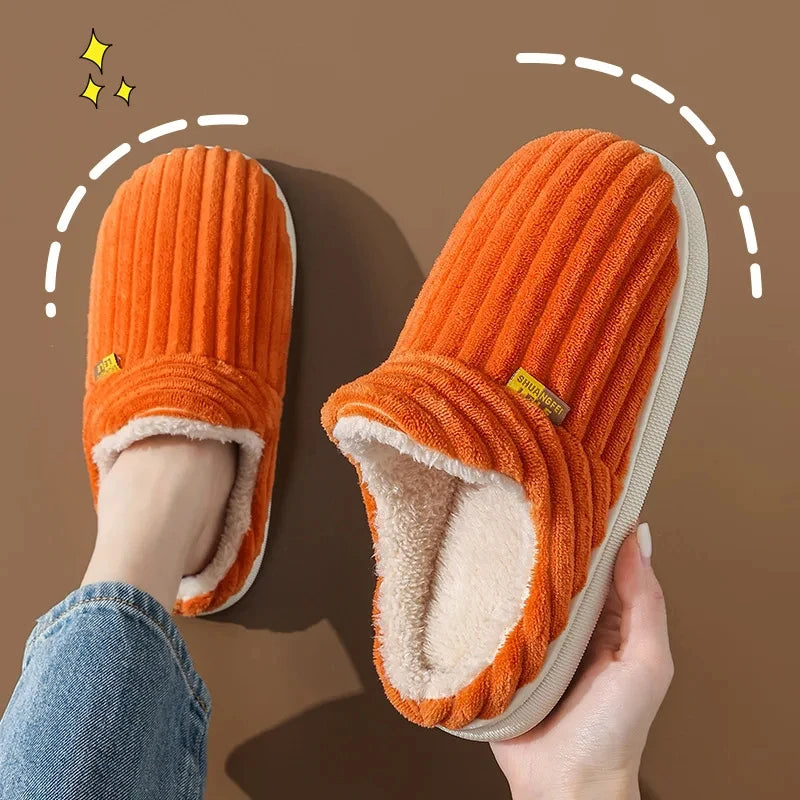 Plüschpantoffeln Unisex Winterschlappen Weiche Sohle für drinnen Warme Pantoffeln Rutschfest Herbst Winter Komfort | Sansoti