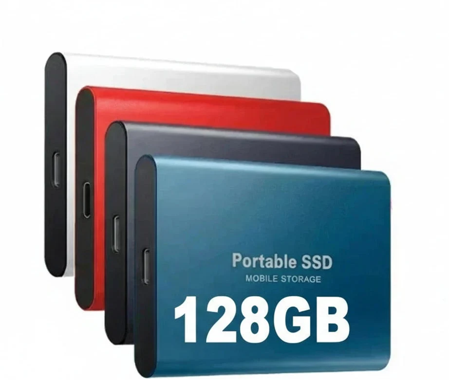 External SSD Drive 128GB Anodized Aluminum Fast Data Storage USB-C Portable Computer Hardware | Sansoti