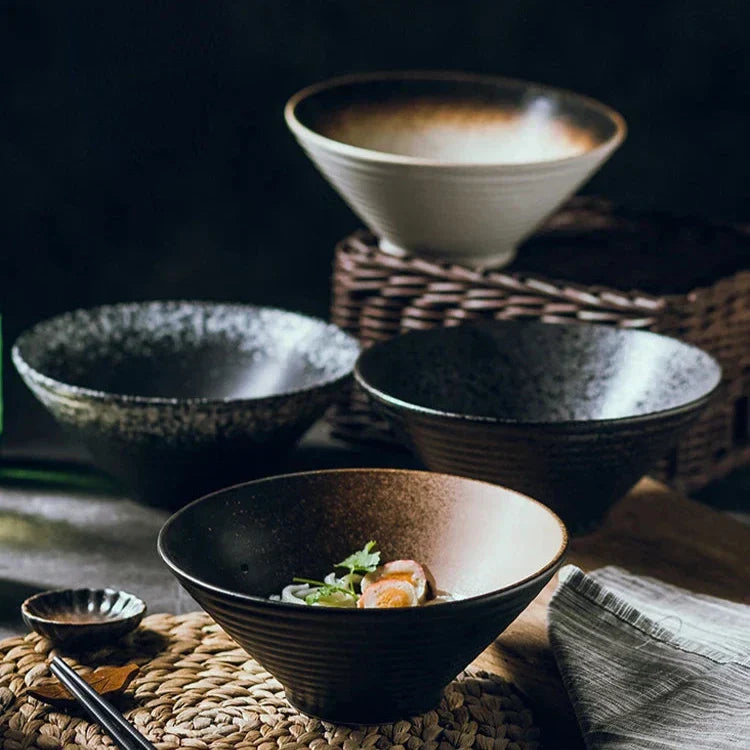 Ceramic ramen bowl 18 cm Japanese design soup bowl noodle bowl rice bowl tableware kitchen handmade | Sansoti