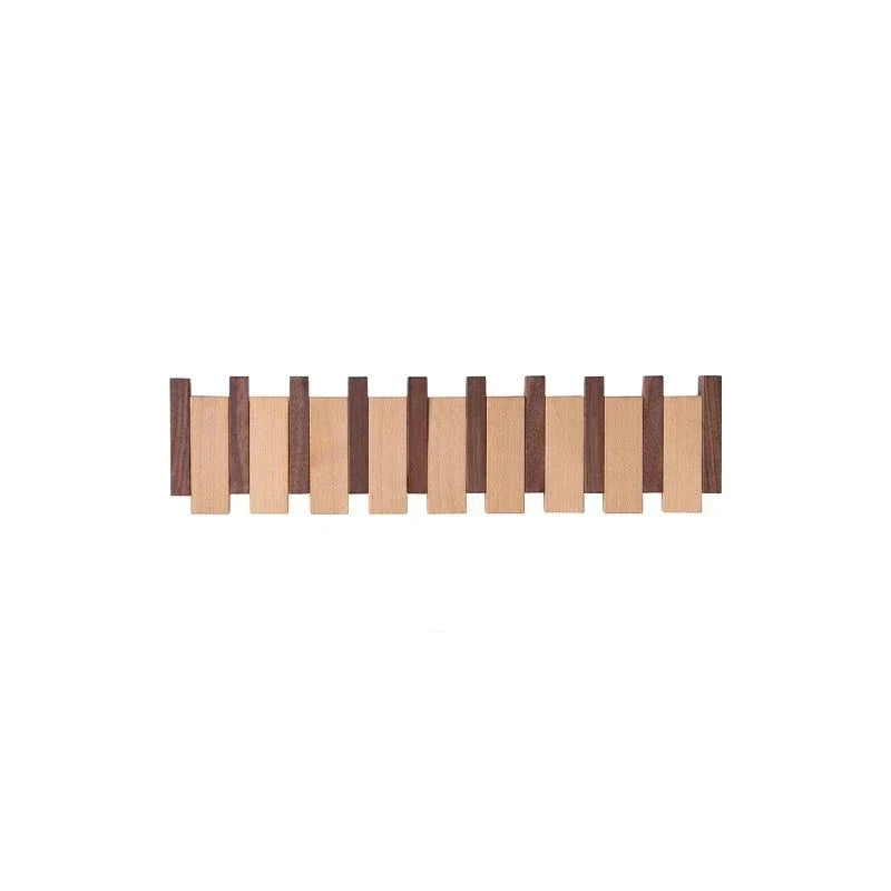 Magnetic Wall Coat Rack Beech & Walnut – Foldable Hooks Durable FSC Wood Narrow Design Hall Entrance Bedroom Scandinavian | Sansoti