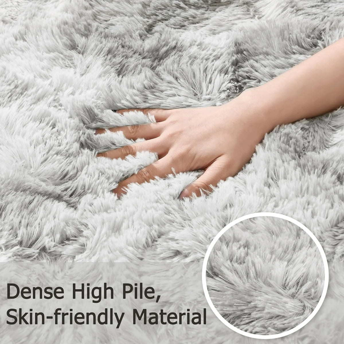 Dark Gray Shaggy Rug, Non-Slip, Soft, Deep-Pile Carpet for Living Room, Bedroom, and Nursery Comfort | Sansoti