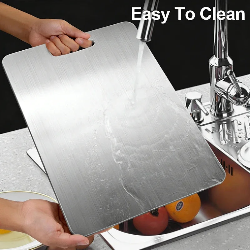 Stainless Steel Cutting Board, Double-Sided, Food-Safe 316 Steel, Hygienic, for Slicing Fruit, Meat, and Vegetables | Sansoti