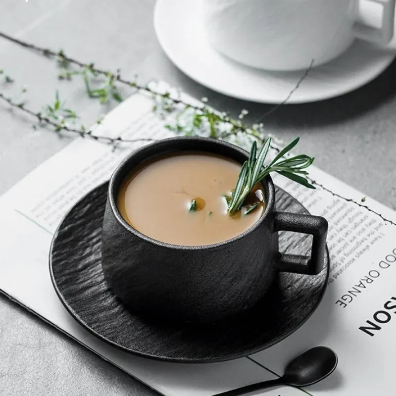 Ceramic Coffee Mug with Saucer – Scandinavian Tableware for Coffee and Tea | Sansoti