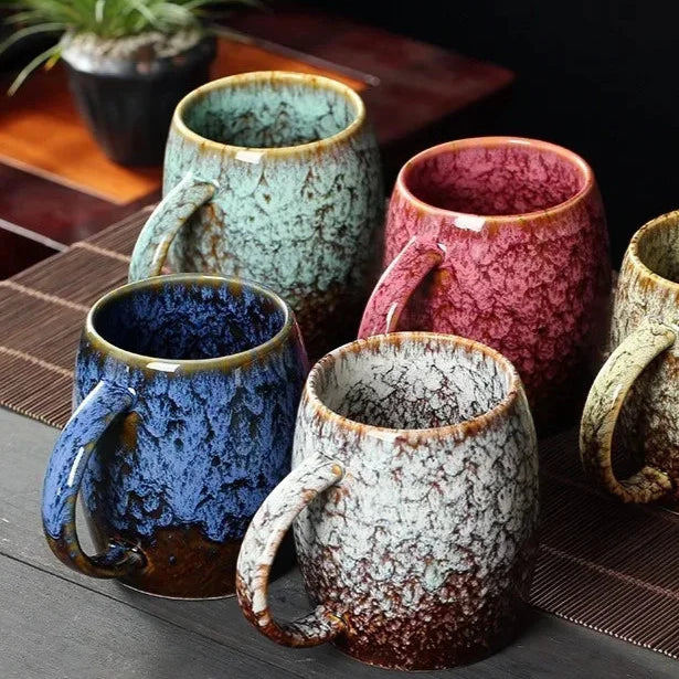 Keramische Kaffeetasse mit kunstvollem glänzendem Finish – hitzebeständiges Geschirr für Kaffee Tee Frühstück – handgemachte Keramik Trinkbecher | Sansoti