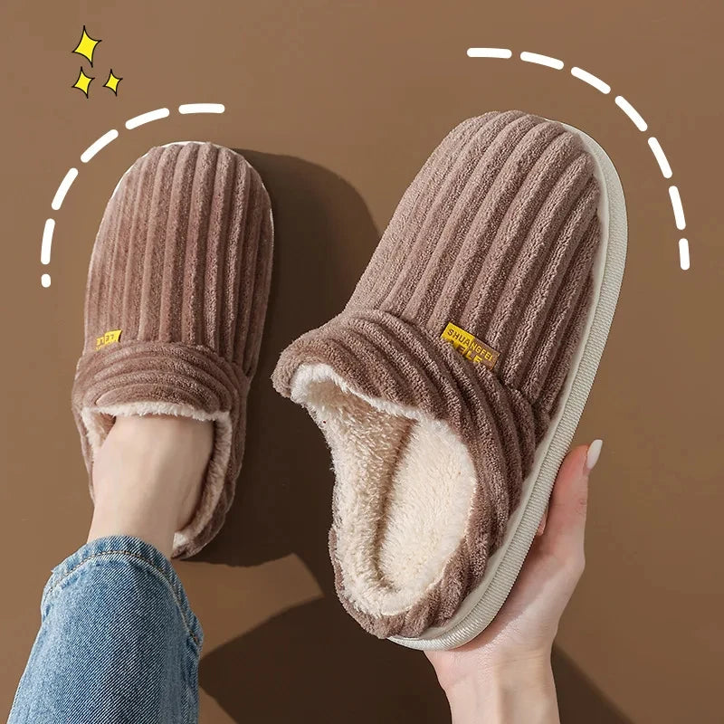 Plüschpantoffeln Unisex Winterschlappen Weiche Sohle für drinnen Warme Pantoffeln Rutschfest Herbst Winter Komfort | Sansoti