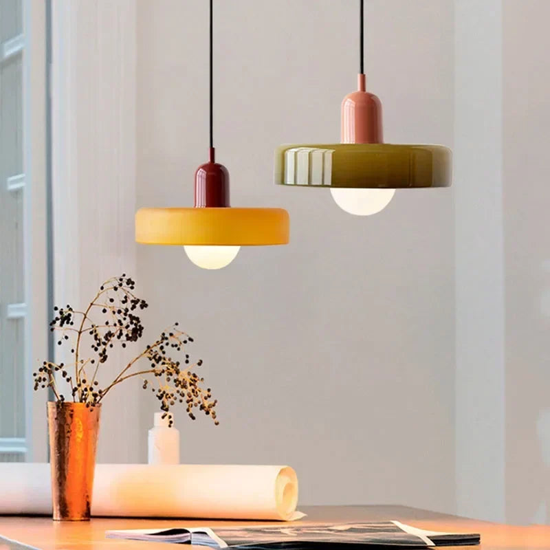 Suspension en verre avec boule colorée pour salle à manger et chambre, éclairage design moderne, plafonnier d’ambiance, intérieur | Sansoti