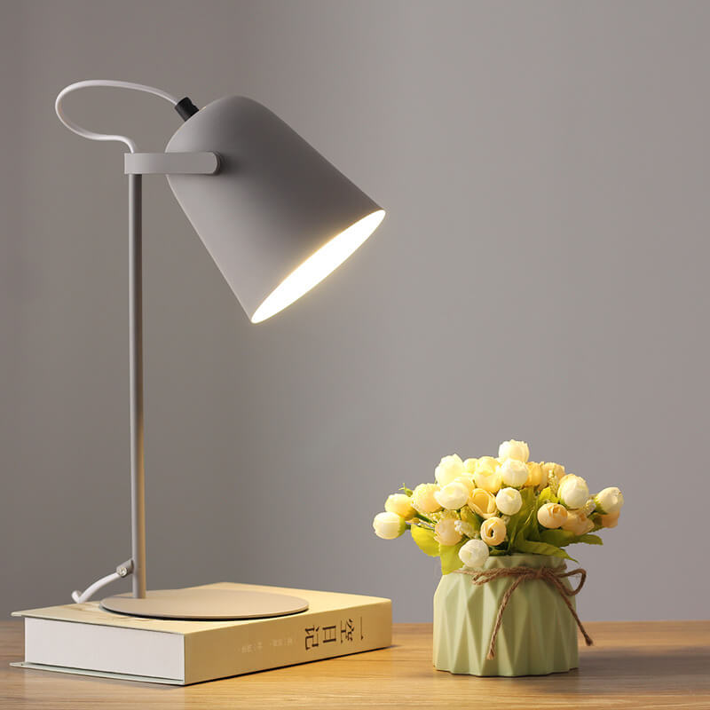 Skandinavische Tischlampe in Eimerform, E27-Fassung, 35 cm hoch, Eisen, 6 Farben, Stimmungslicht, Schlafzimmer, Wohnzimmer | Sansoti