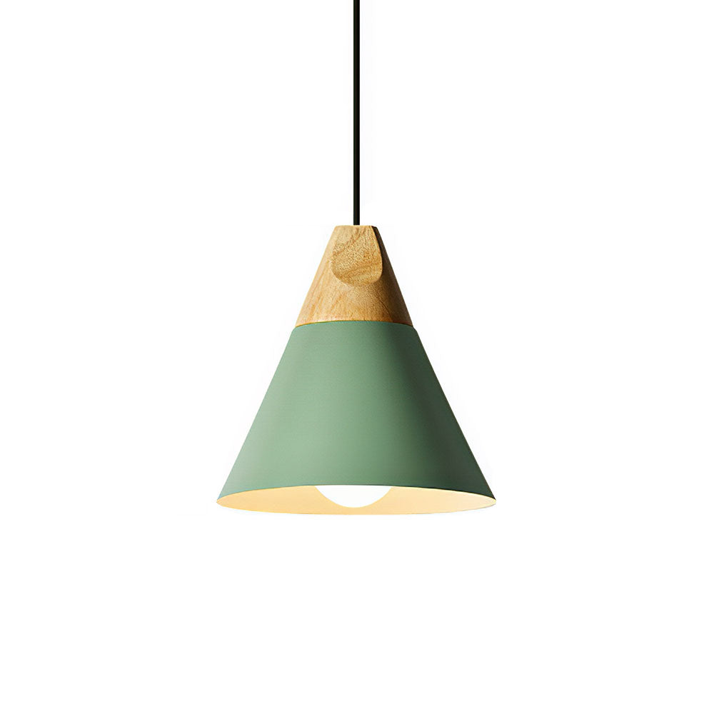 Suspension bois aluminium E27 coloré salle à manger salon cuisine lampe design moderne | Sansoti