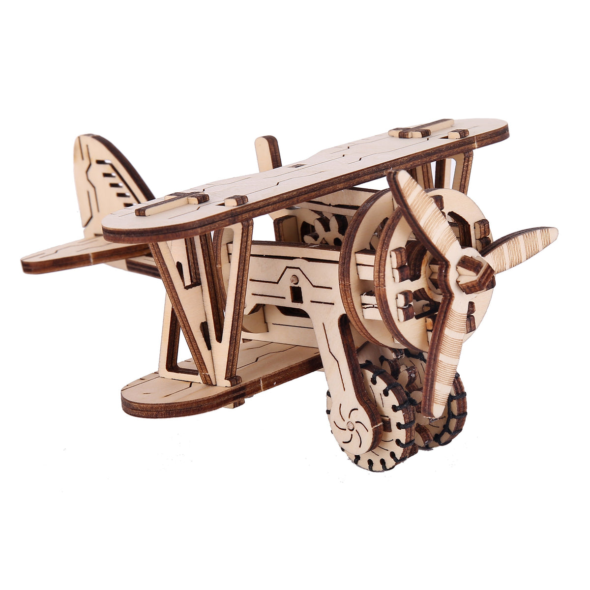 Puzzle 3D z drewnianym samolotem do składania, model mechaniczny z ruchomym śmigłem, hobby DIY dla dorosłych | Sansoti