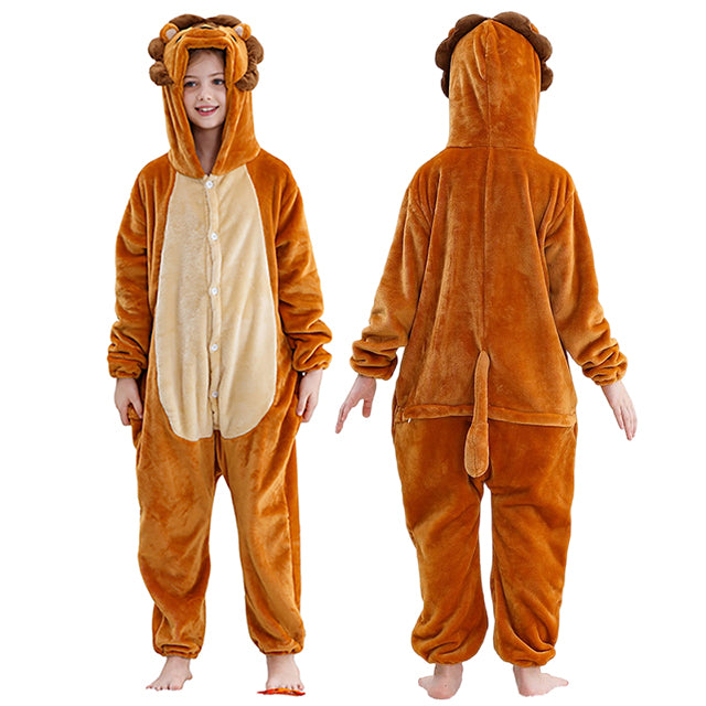 Kapibara-Flanell-Onesie mit Kapuze für Kinder – Weicher Jumpsuit für Verkleidungspartys und Themenfeiern | Sansoti