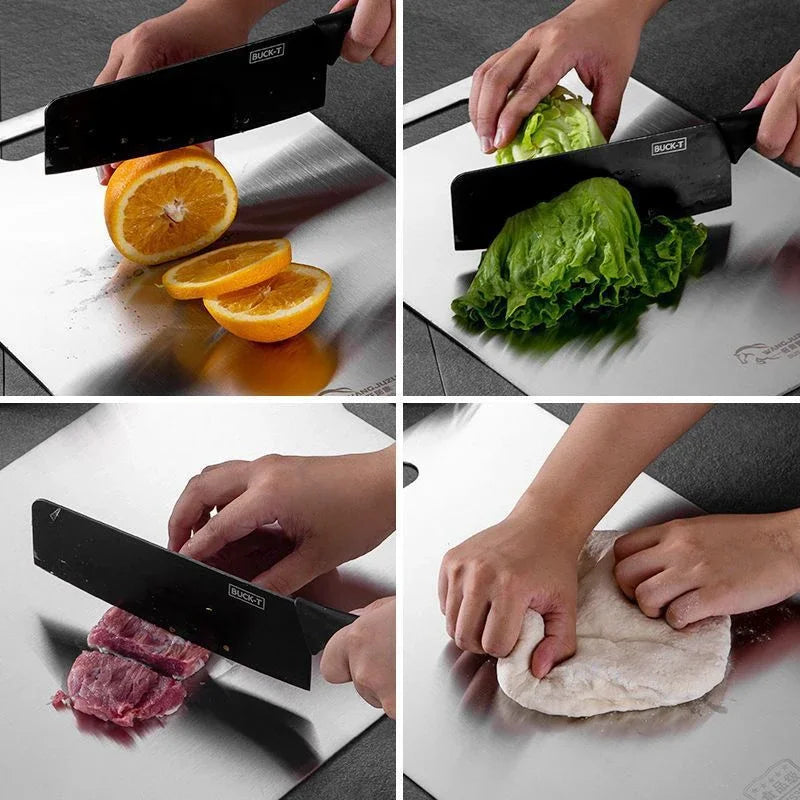 Stainless Steel Cutting Board, Double-Sided, Food-Safe 316 Steel, Hygienic, for Slicing Fruit, Meat, and Vegetables | Sansoti