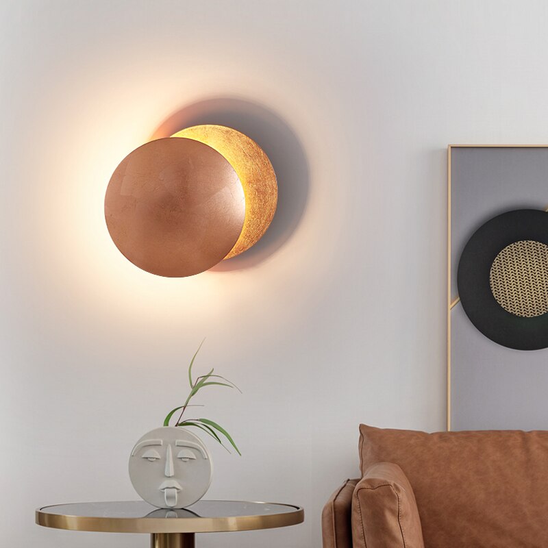 Aplique con diseño de eclipse, LED, metal y hierro, 20-25cm, lámpara ambiental, sombra, decorativo, salón, moderno | Sansoti