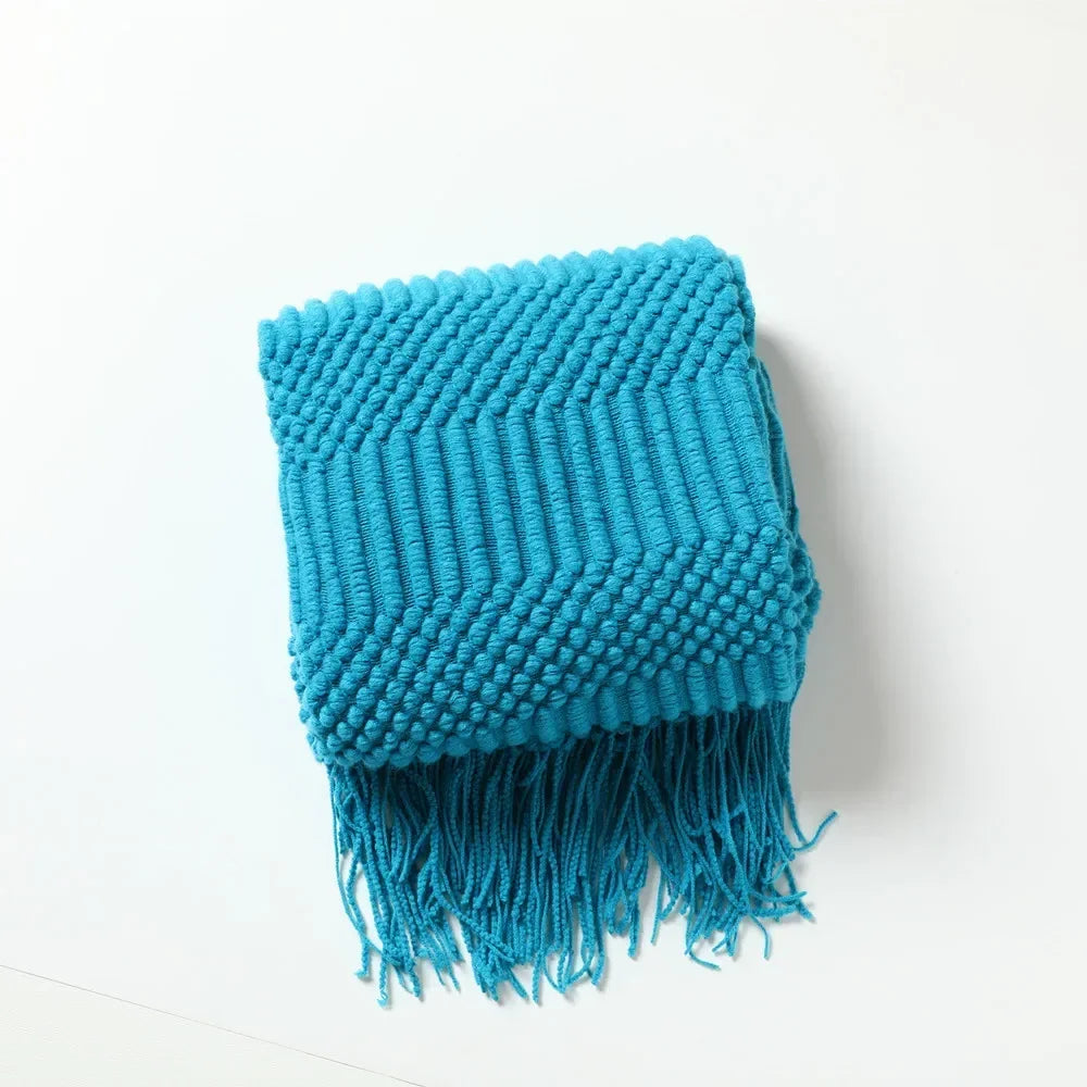 Knitted Acrylic Throw, Soft and Warm, Scandinavian Pattern, Sofa Blanket, Bedroom and Living Room Decorative Blanket | Sansoti
