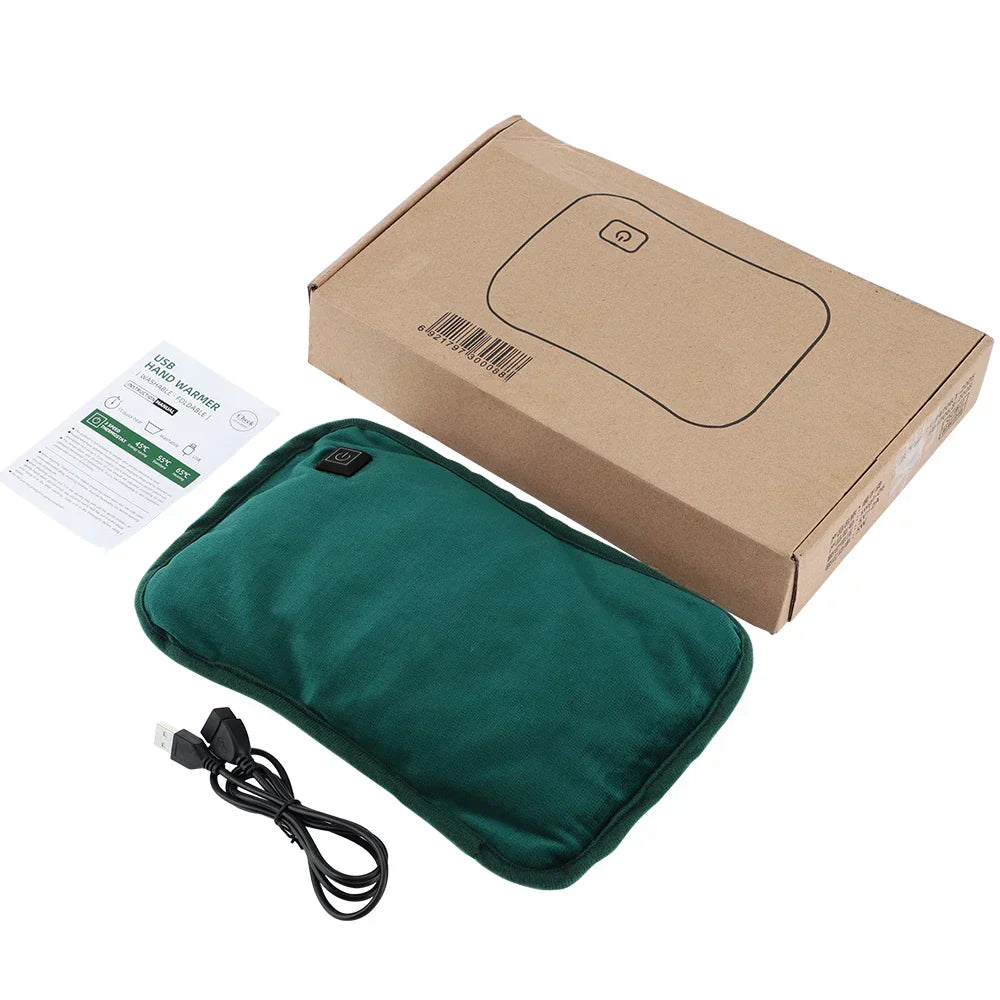 Heatable USB Pillow 30x20cm Light Grey Green Hand Warmer Belly Pillow Travel Pillow | Sansoti