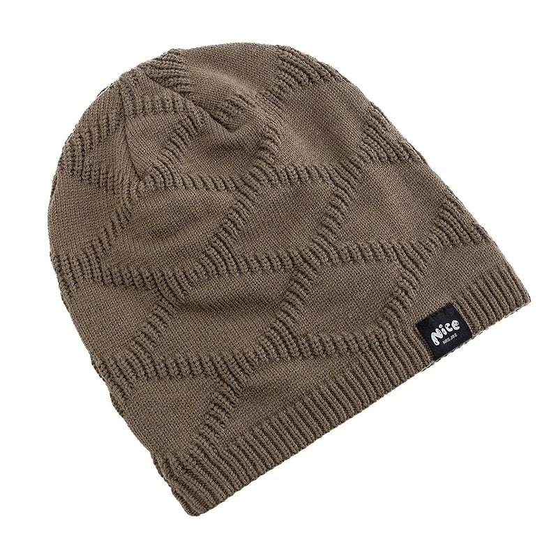 Knitted Winter Hat Unisex Fleece-Lined Slouchy Beanie Adults Knitting Pattern Outdoor Headwear | Sansoti
