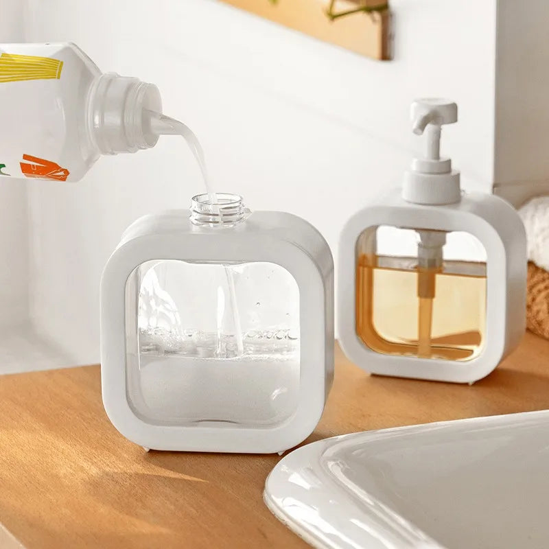 Scandinavian Soap Dispenser with Pump | 17cm & 19cm | Minimalist Design for Bathroom & Kitchen | Durable ABS & PVC Soap Pump Holder | Sansoti